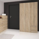 Space Wardrobe - 3 Doors 3 Drawers in Oak - Price Crash Furniture