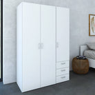 Space Wardrobe - 3 Doors + 3 Drawers White 175cm - Price Crash Furniture