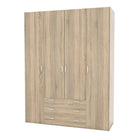 Space Wardrobe - 4 Doors 3 Drawers In Oak - Price Crash Furniture