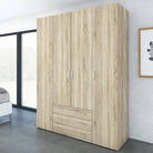 Space Wardrobe - 4 Doors 3 Drawers In Oak - Price Crash Furniture