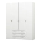 Space Wardrobe - 4 Doors 3 Drawers In White - Price Crash Furniture