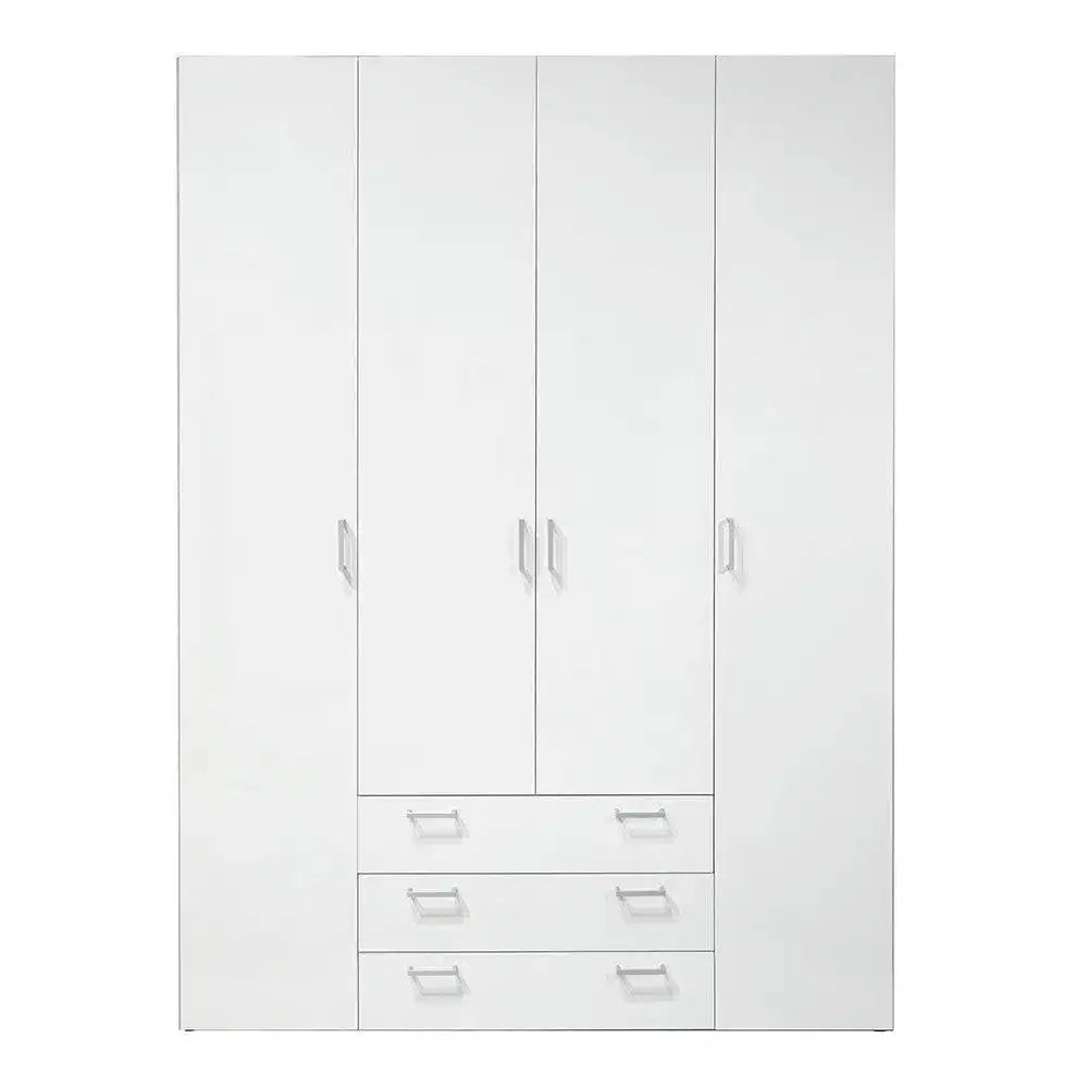 Space Wardrobe - 4 Doors 3 Drawers In White - Price Crash Furniture