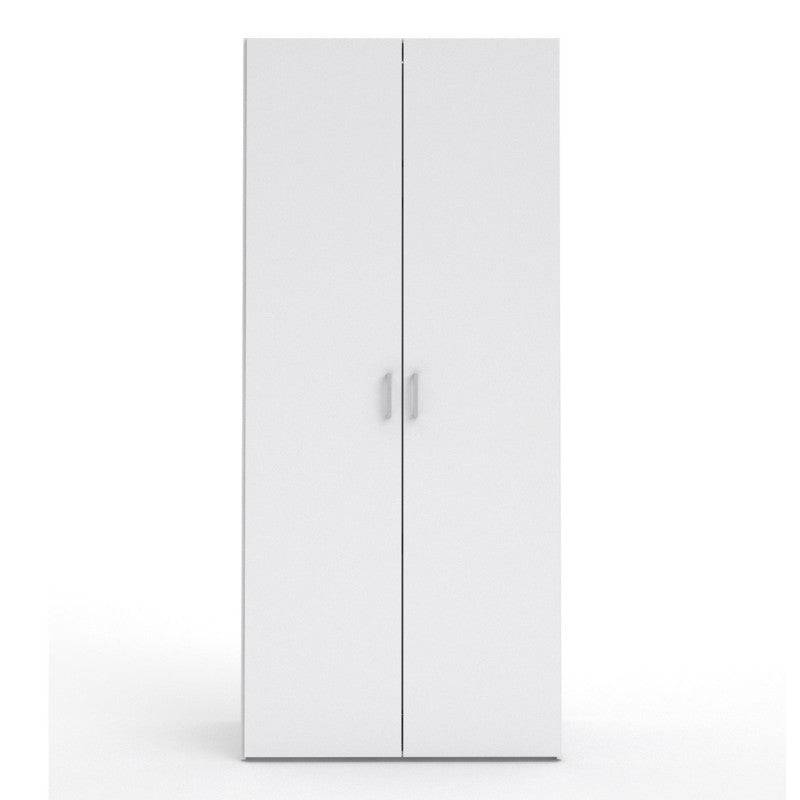 Space Wardrobe with 2 doors in White, 175cm tall - Price Crash Furniture