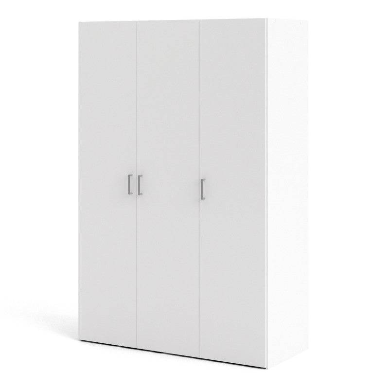 Space Wardrobe with 3 doors in White, 175cm tall - Price Crash Furniture