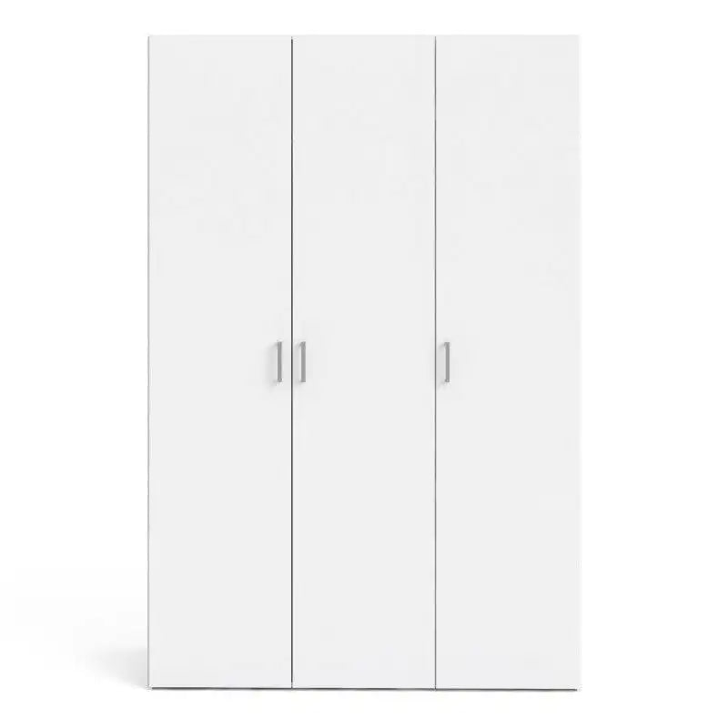 Space Wardrobe with 3 doors in White, 175cm tall - Price Crash Furniture
