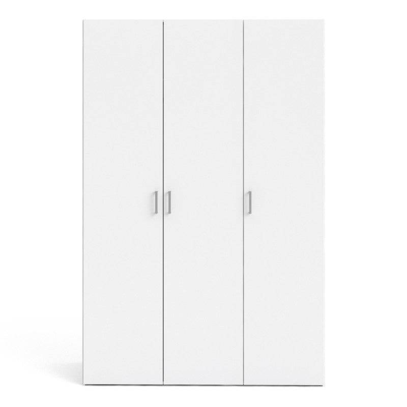 Space Wardrobe with 3 doors in White, 175cm tall - Price Crash Furniture