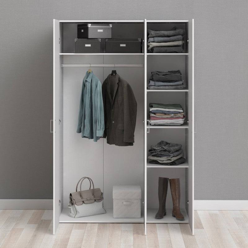 Space Wardrobe with 3 doors in White, 175cm tall - Price Crash Furniture