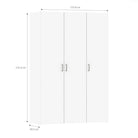 Space Wardrobe with 3 doors in White, 175cm tall - Price Crash Furniture