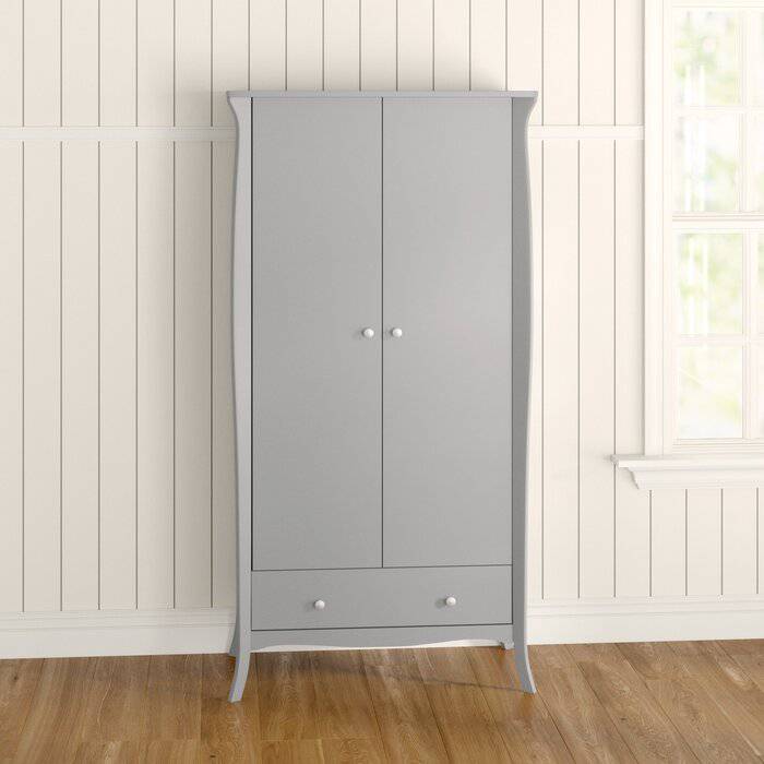 Steens Baroque 2 Door 1 Drawer Wardrobe in Grey - Price Crash Furniture