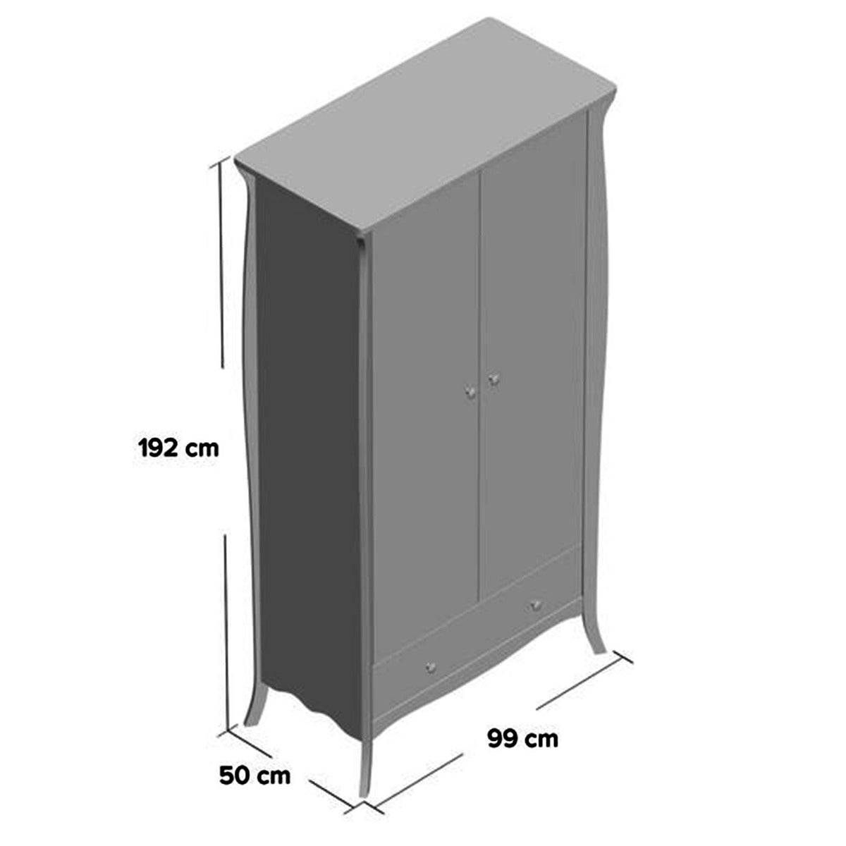 Steens Baroque 2 Door 1 Drawer Wardrobe in Grey - Price Crash Furniture