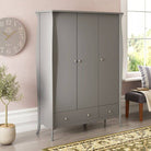 Steens Baroque 3 Door 2 Drawer Large Wardrobe in Grey - Price Crash Furniture