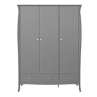 Steens Baroque 3 Door 2 Drawer Large Wardrobe in Grey - Price Crash Furniture