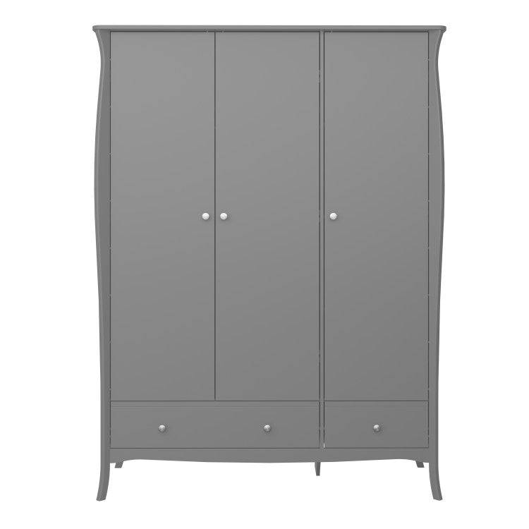 Steens Baroque 3 Door 2 Drawer Large Wardrobe in Grey - Price Crash Furniture