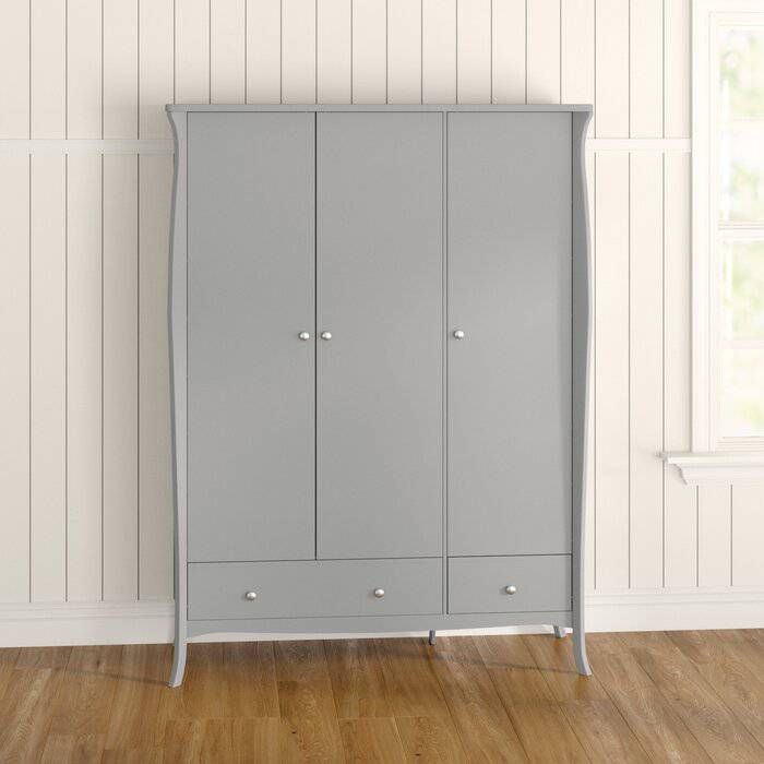 Steens Baroque 3 Door 2 Drawer Large Wardrobe in Grey - Price Crash Furniture