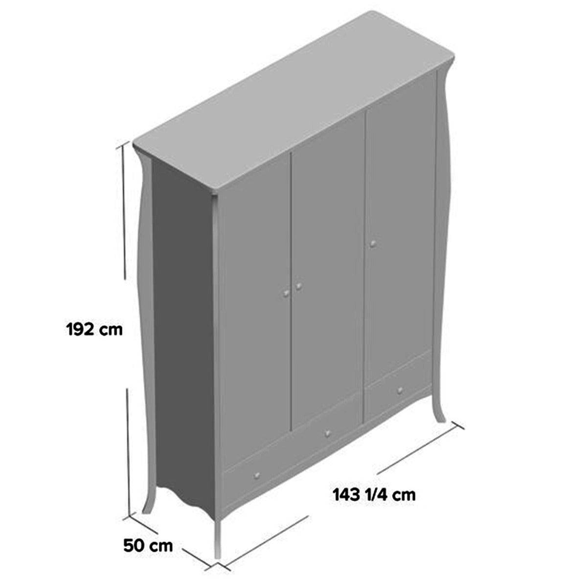 Steens Baroque 3 Door 2 Drawer Large Wardrobe in Grey - Price Crash Furniture