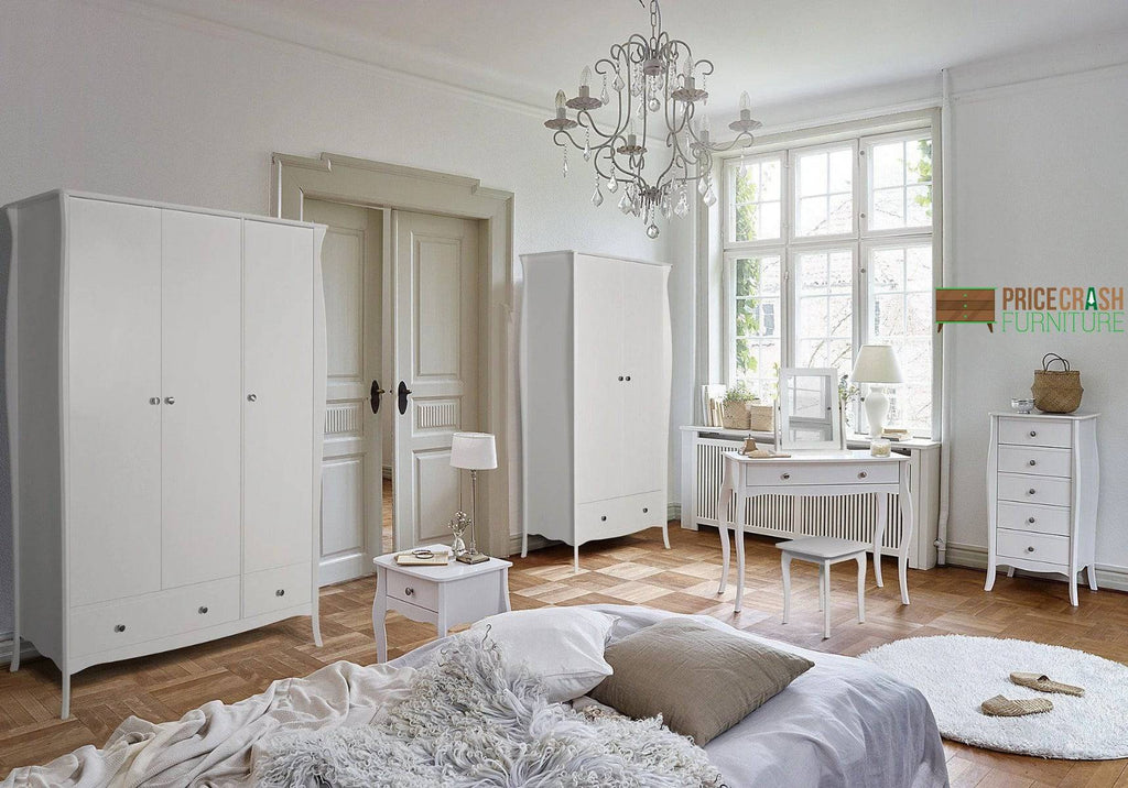 Steens Baroque 3 Door 2 Drawer Large Wardrobe in White - Price Crash Furniture