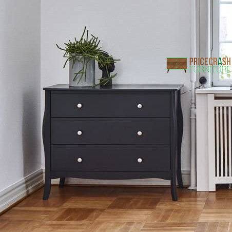 Steens Baroque 3 Drawer Chest of Drawers in Black - Price Crash Furniture