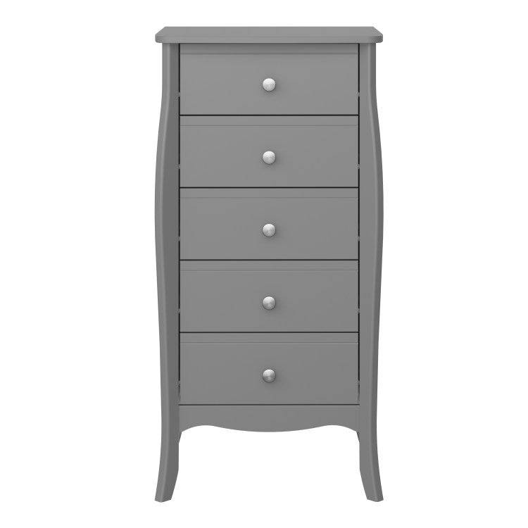 Steens Baroque Tall Narrow 5 Drawer Chest of Drawers in Grey - Price Crash Furniture