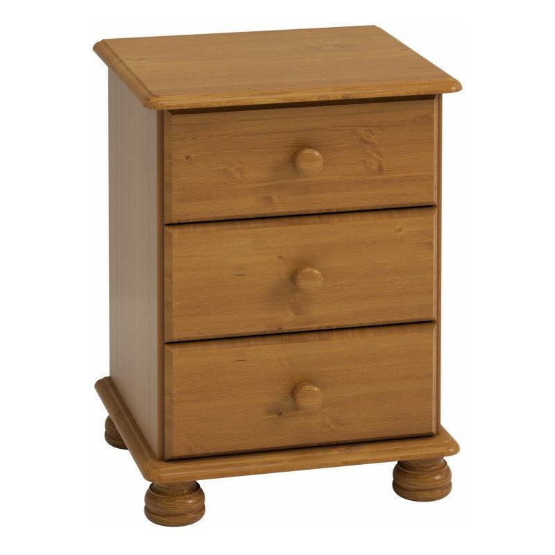Steens Richmond Pine 3 Drawer Bedside Table / Cabinet - Price Crash Furniture