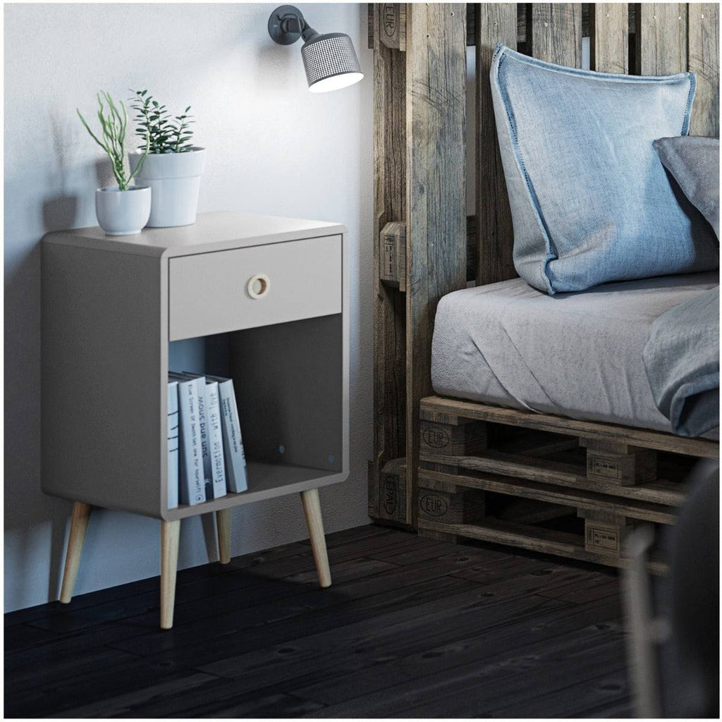 Steens Softline Grey 1 Drawer Bedside Table - Price Crash Furniture