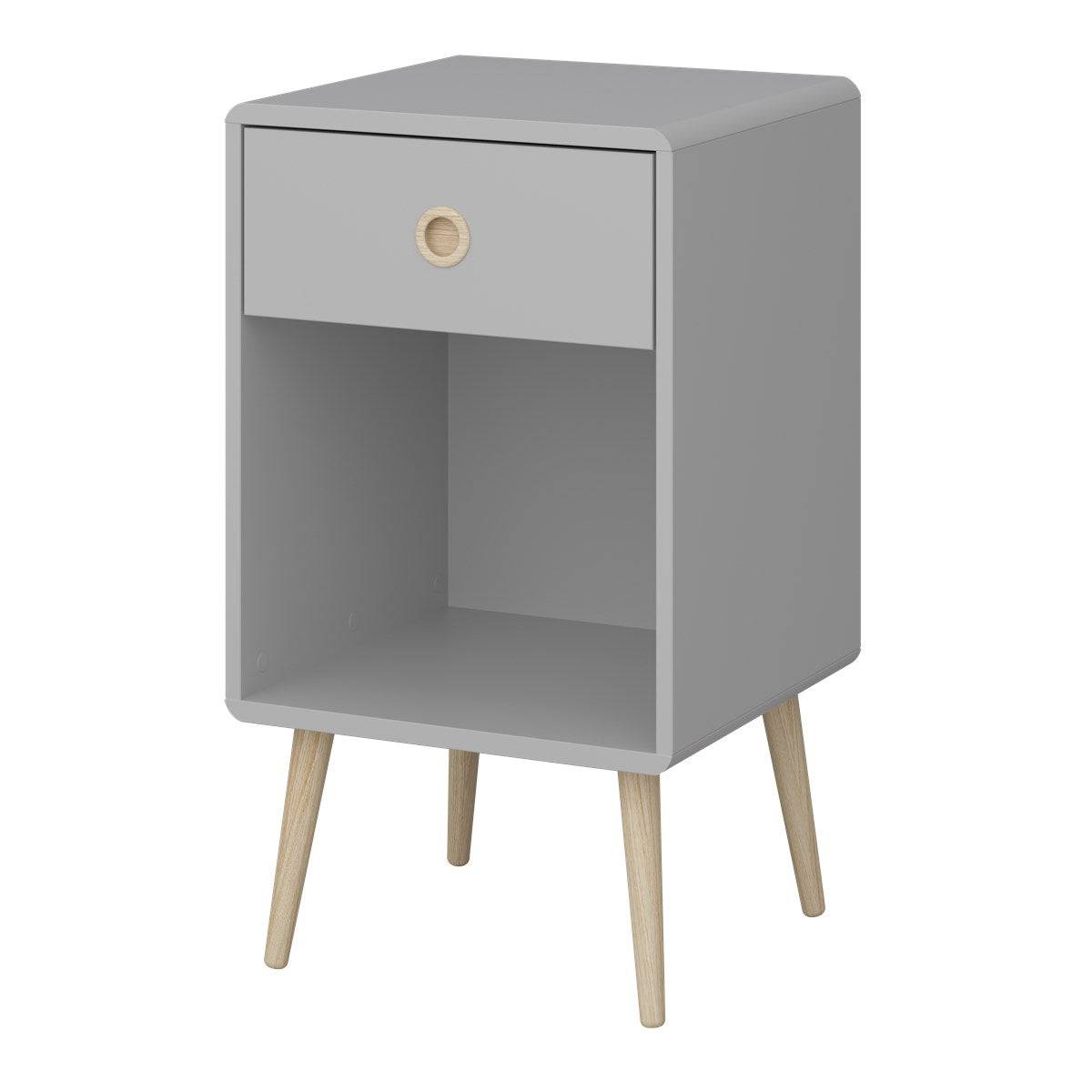 Steens Softline Grey 1 Drawer Bedside Table - Price Crash Furniture