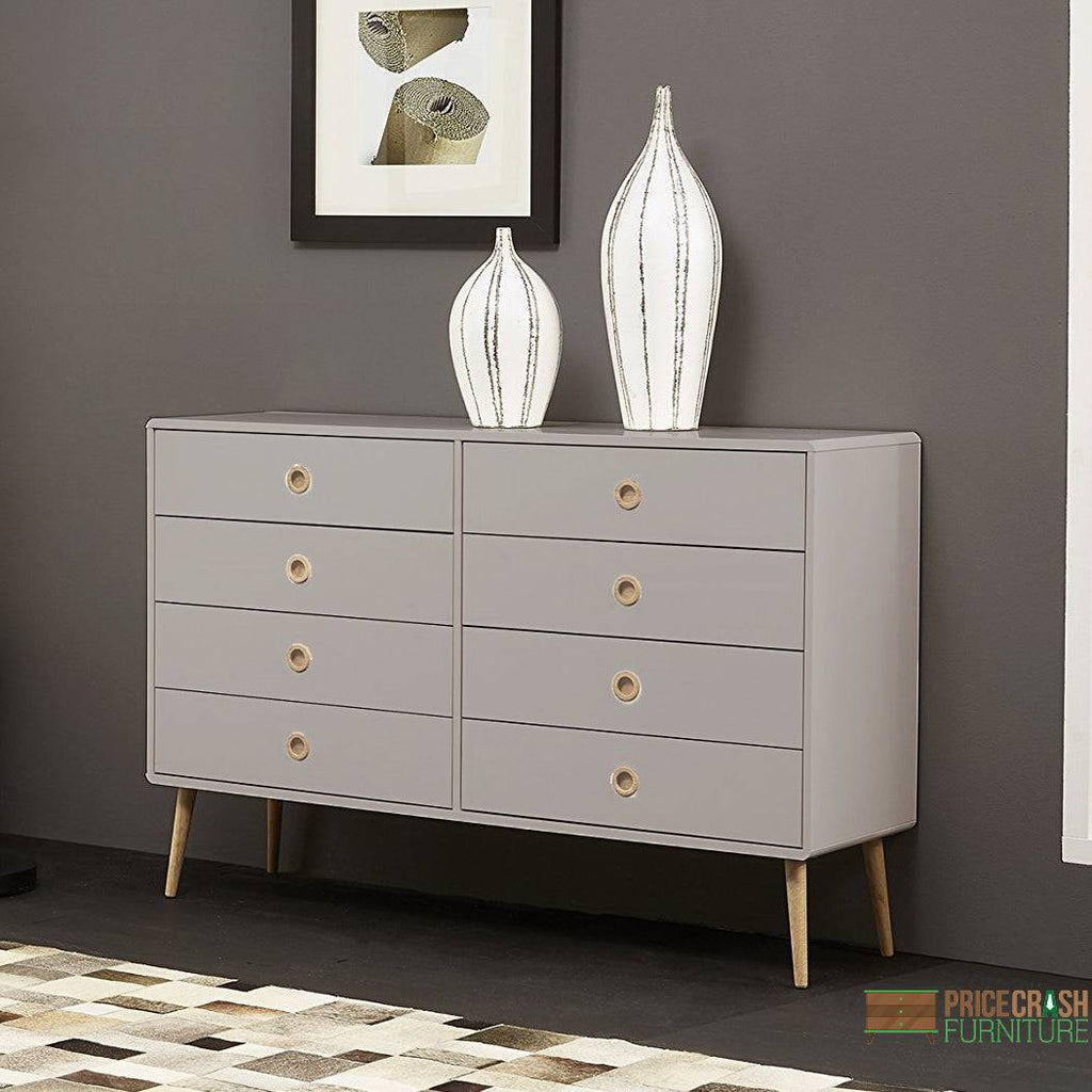 Steens Softline Grey 4+4 Drawer Wide Chest of Drawers - Price Crash Furniture