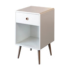 Steens Softline White Retro Style 1 Drawer Bedside Table - Price Crash Furniture