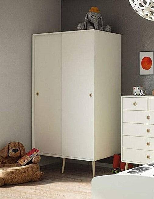 Steens Softline White Retro Style 2 Door Sliding Wardrobe - Price Crash Furniture