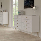 Steens Softline White Retro Style 4+4 Drawer Wide Chest of Drawers - Price Crash Furniture