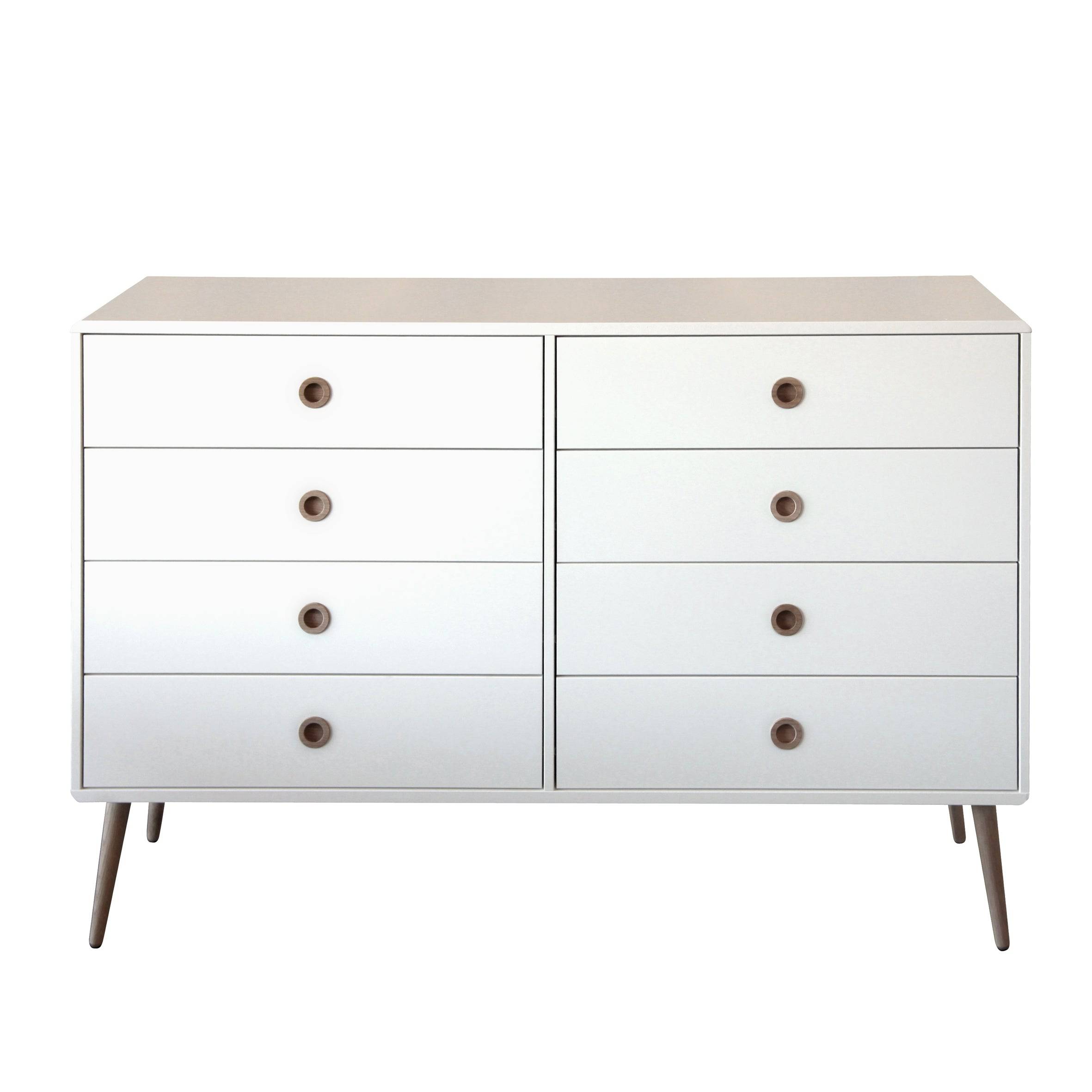 Steens Softline White Retro Style 4+4 Drawer Wide Chest of Drawers - Price Crash Furniture