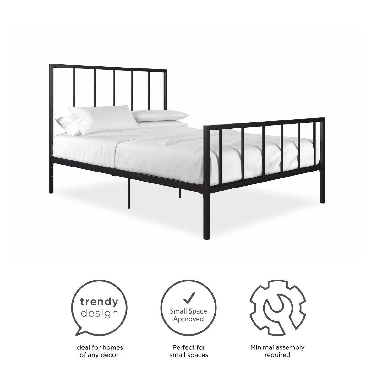 Stella Metal King Size Bed in Black by Dorel - Price Crash Furniture