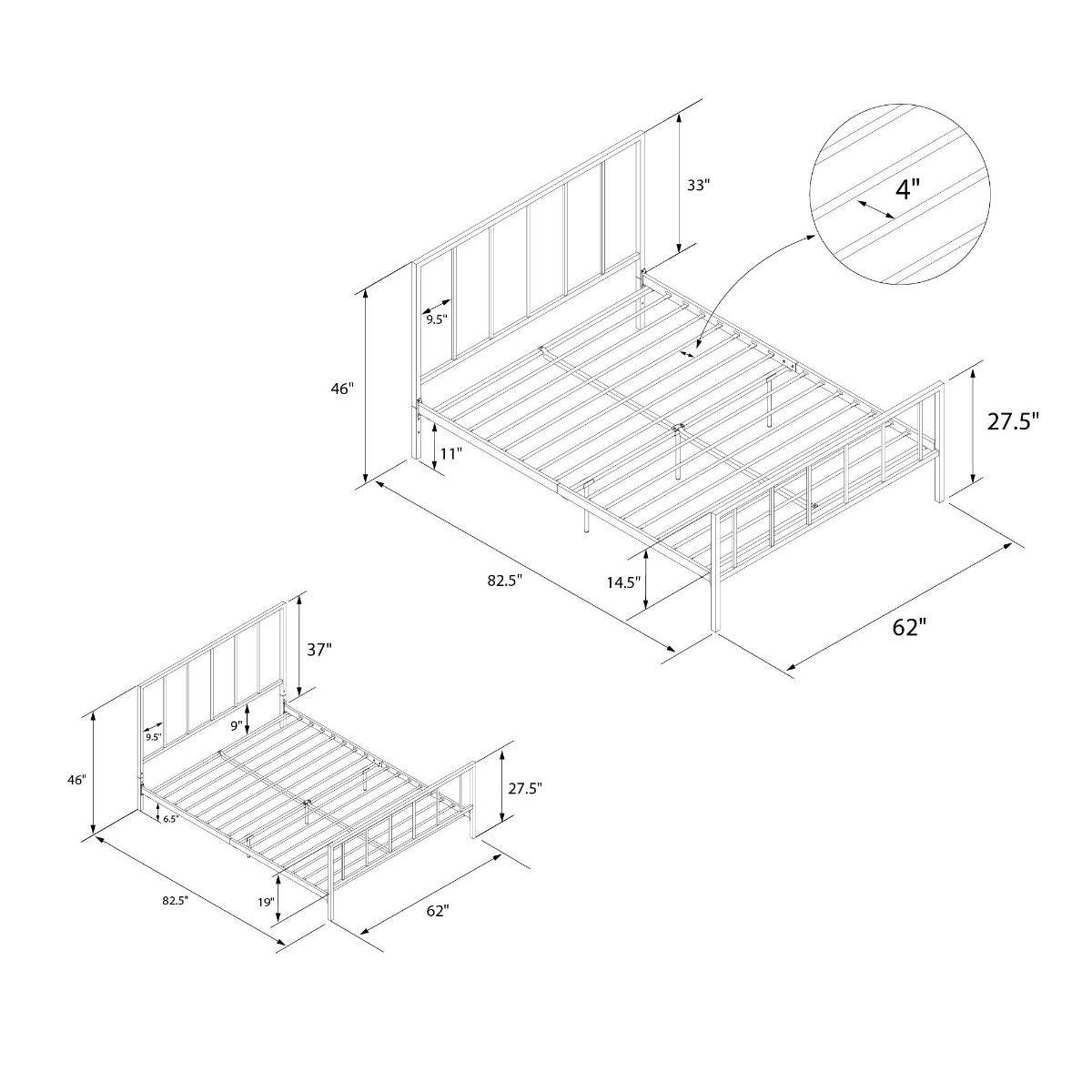 Stella Metal King Size Bed in Black by Dorel - Price Crash Furniture