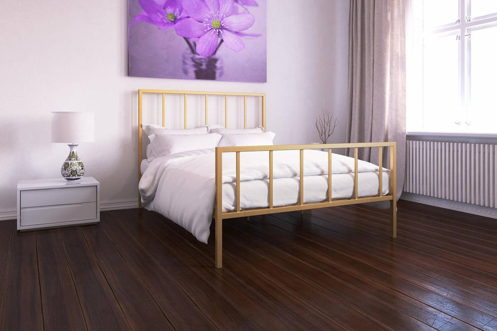 Stella Metal King Size Bed in Gold by Dorel - Price Crash Furniture