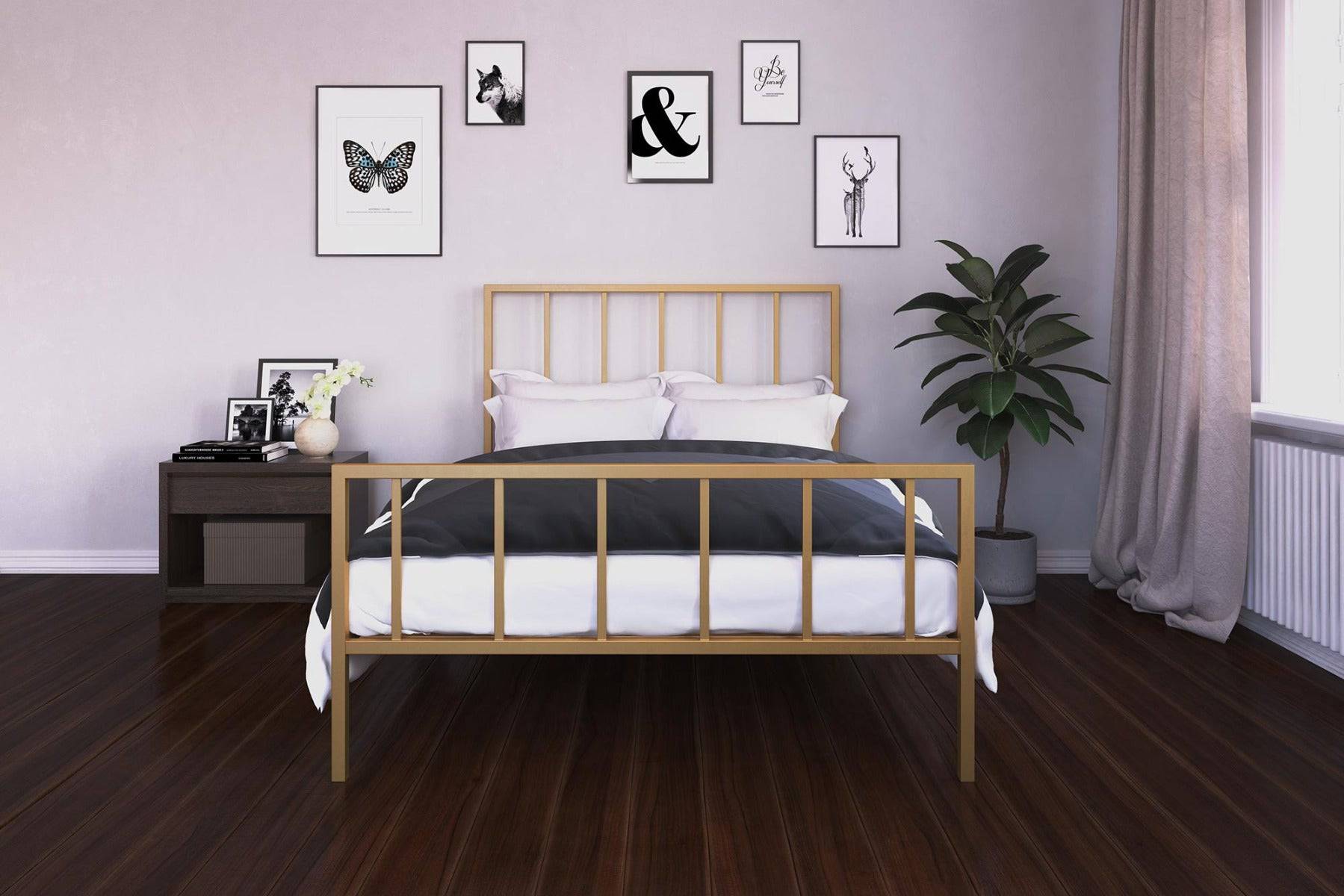 Stella Metal King Size Bed in Gold by Dorel - Price Crash Furniture