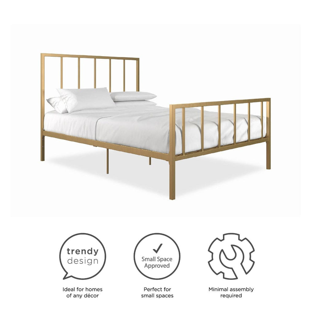 Stella Metal King Size Bed in Gold by Dorel - Price Crash Furniture