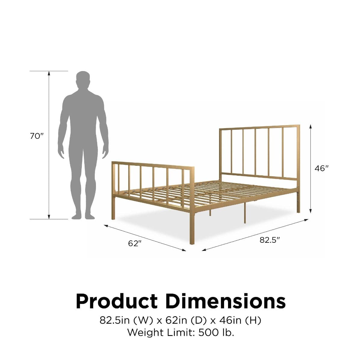 Stella Metal King Size Bed in Gold by Dorel - Price Crash Furniture