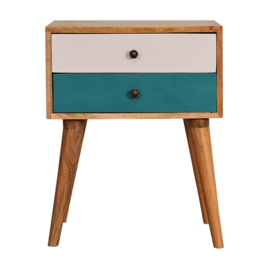 Teal Modern Solid Wood Bedside Table Unit - Price Crash Furniture