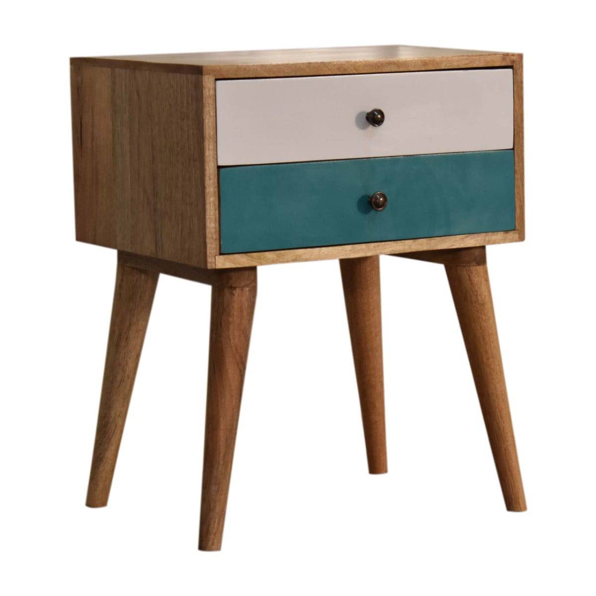 Teal Modern Solid Wood Bedside Table Unit - Price Crash Furniture