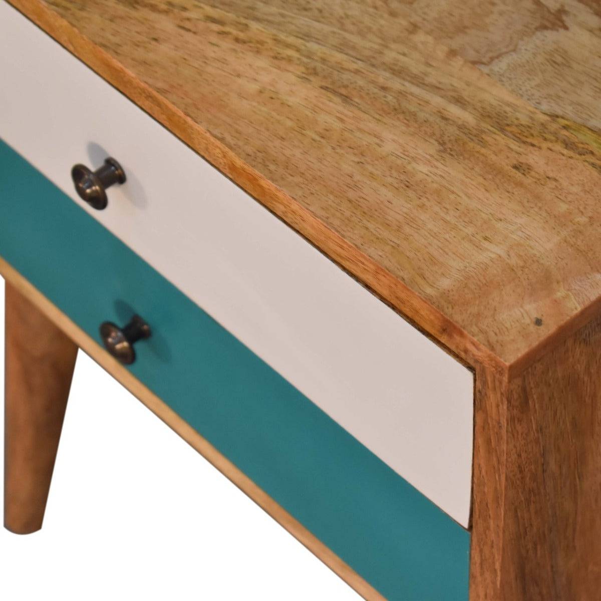 Teal Modern Solid Wood Bedside Table Unit - Price Crash Furniture