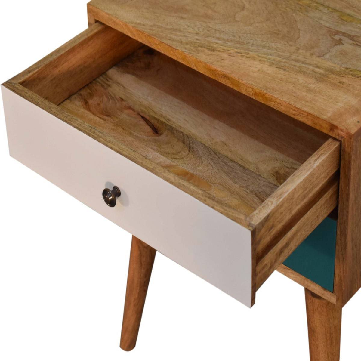 Teal Modern Solid Wood Bedside Table Unit - Price Crash Furniture