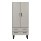 Texas - grey waxed pine industrial style 2 door, 2 drawer wardrobe - Price Crash Furniture