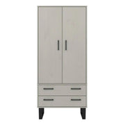 Texas - grey waxed pine industrial style 2 door, 2 drawer wardrobe - Price Crash Furniture