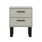 Texas - grey waxed pine industrial style 2 drawer bedside cabinet - Price Crash Furniture