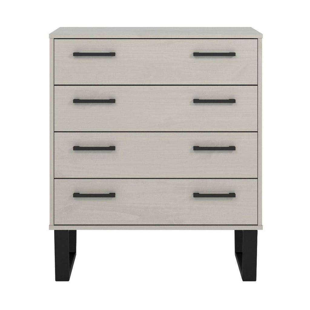 Texas - grey waxed pine industrial style 4 drawer chest - Price Crash Furniture