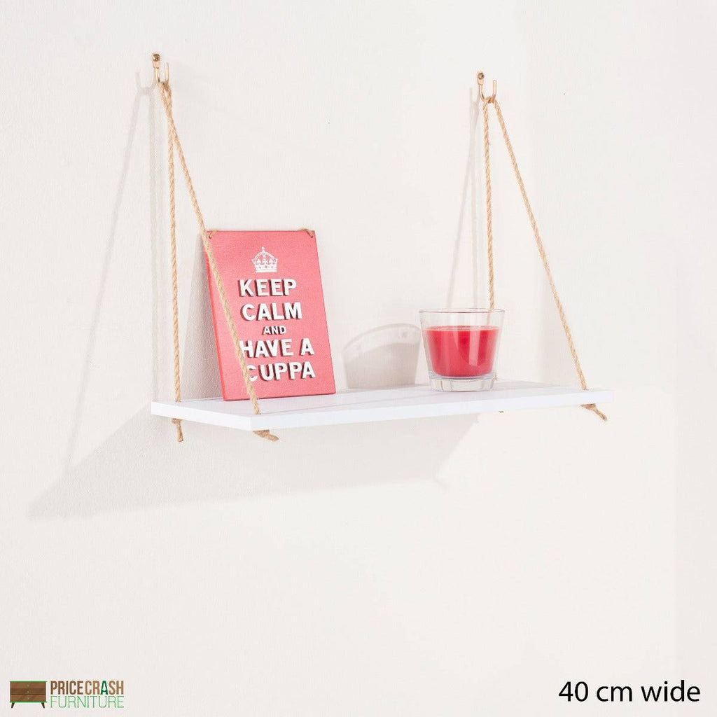 Thames Single Rope Shelf in White Foil by Core - Price Crash Furniture
