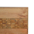 Tile Carved 3 Drawer Chest in Oak-effect Mango Wood - Price Crash Furniture