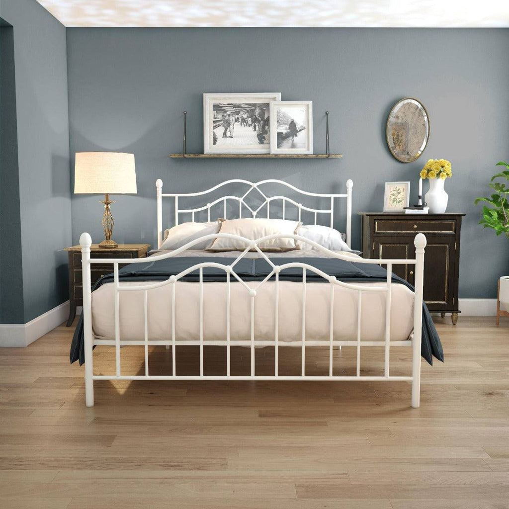 Tokyo Metal UK King Size Bed Frame (USA Queen Size) in White by Dorel - Price Crash Furniture