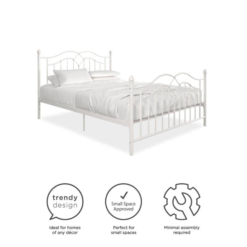 Tokyo Metal UK King Size Bed Frame (USA Queen Size) in White by Dorel - Price Crash Furniture