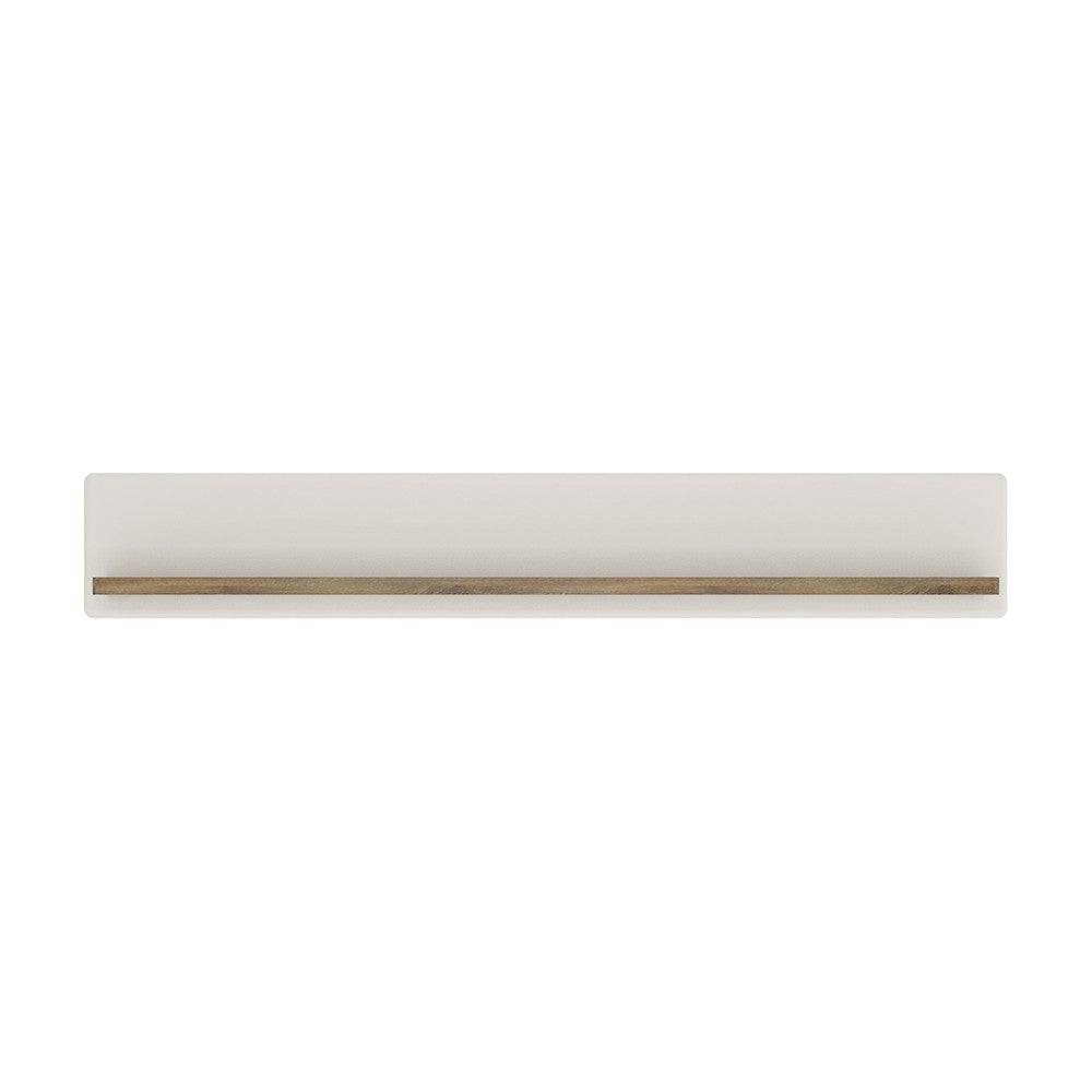 Toledo 138cm White Gloss & Oak Wall Shelf - Price Crash Furniture