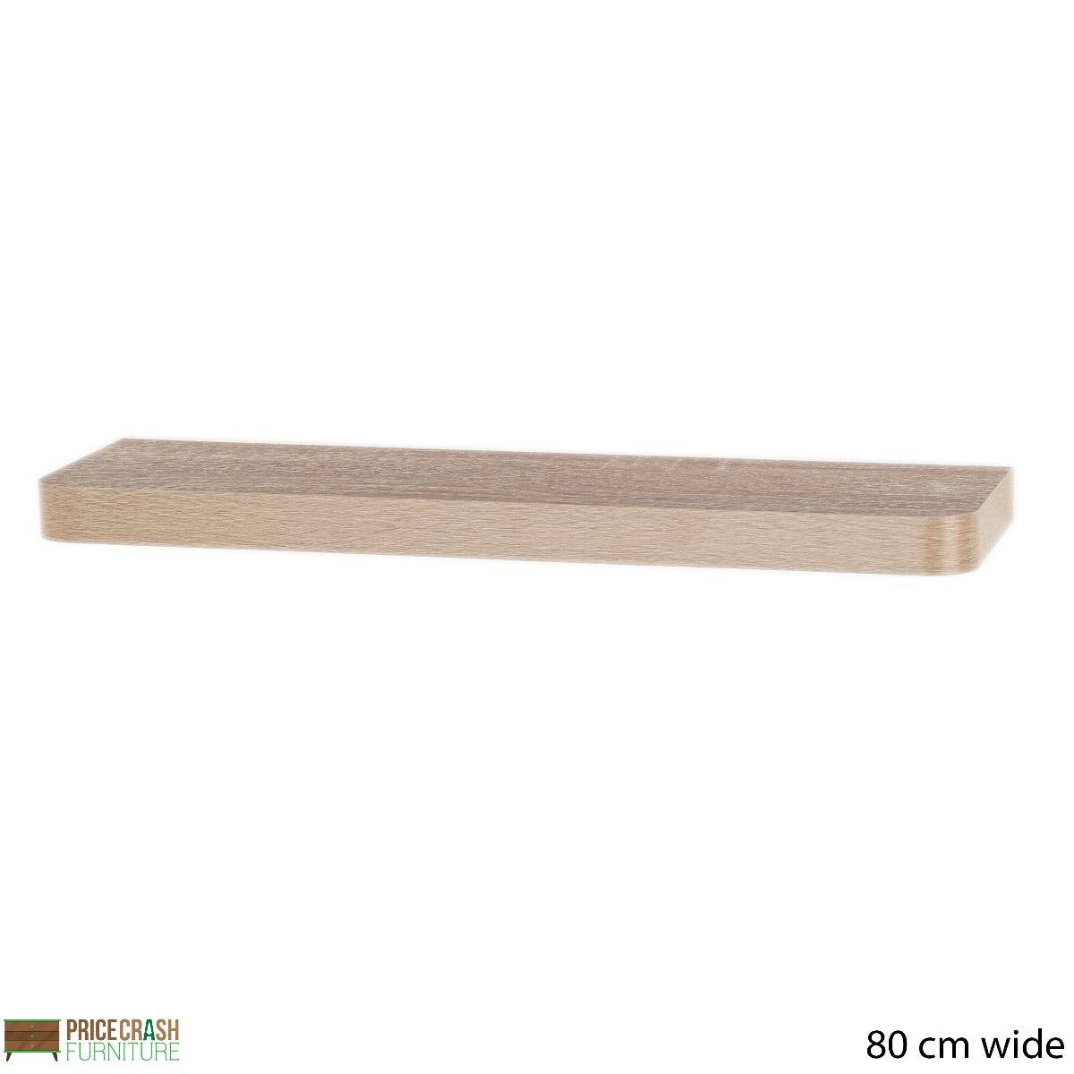 Trent Matt Oak 800x145mm Narrow Floating Shelf Kit by Core - Price Crash Furniture